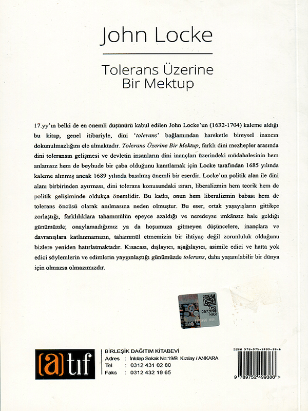 Tolerans Üzerine Bir Mektup Tolerans Üzerine Bir Mektup