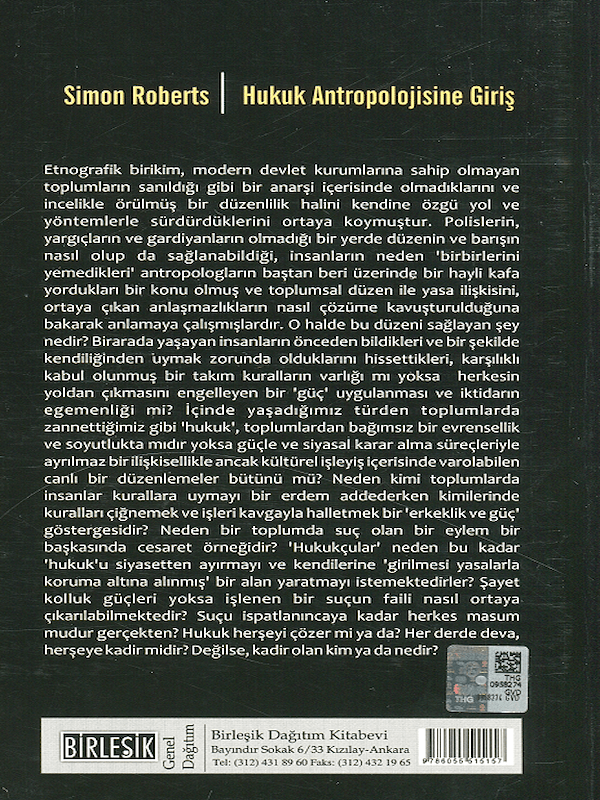 Hukuk Antropolojisine Giriş - Düzen ve Kargaşa Hukuk Antropolojisine Giriş - Düzen ve Kargaşa