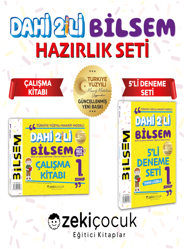 1. Sınıf Dahi İkili Bilsem Hazırlık Seti Maarif Modele Uygun 2027 ( 2 Kitap )